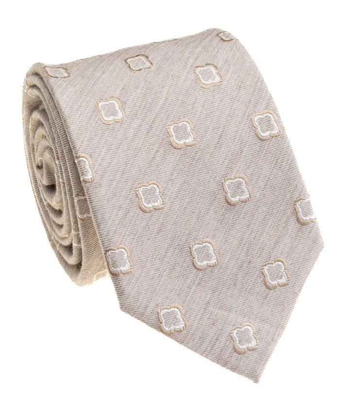 Pacific Silk 100% Silk Necktie in Taupe Pattern