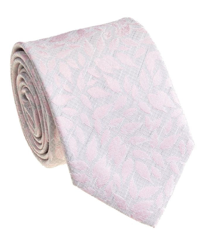 Pacific Silk 100% Silk Necktie in Light Pink Leaf