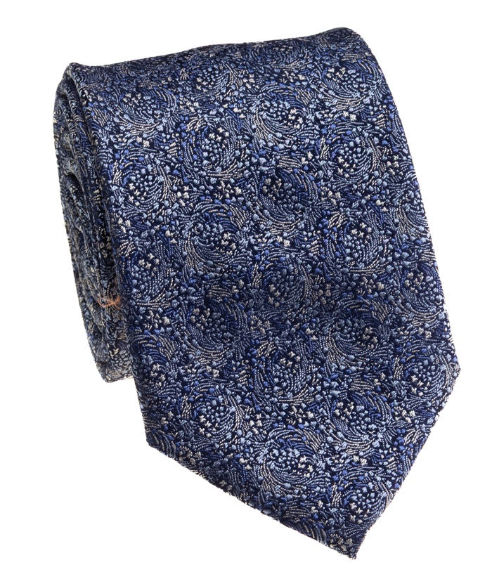 Pacific Silk 100% Silk Necktie in Dark Blue Pattern