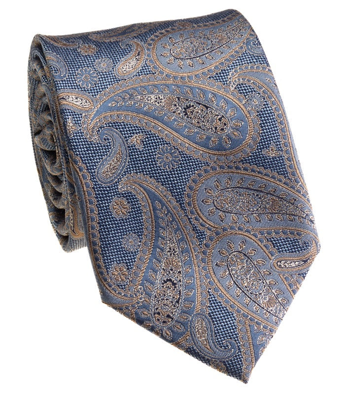 Pacific Silk 100% Silk Necktie in Blue Paisley