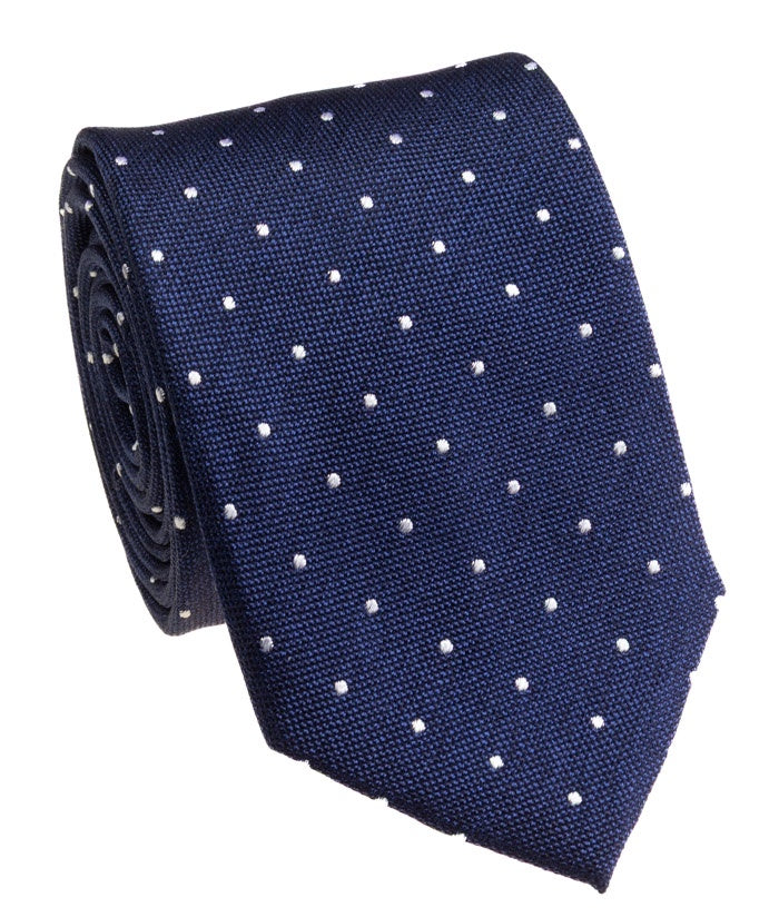 Pacific Silk 100% Silk Necktie in Navy Dot