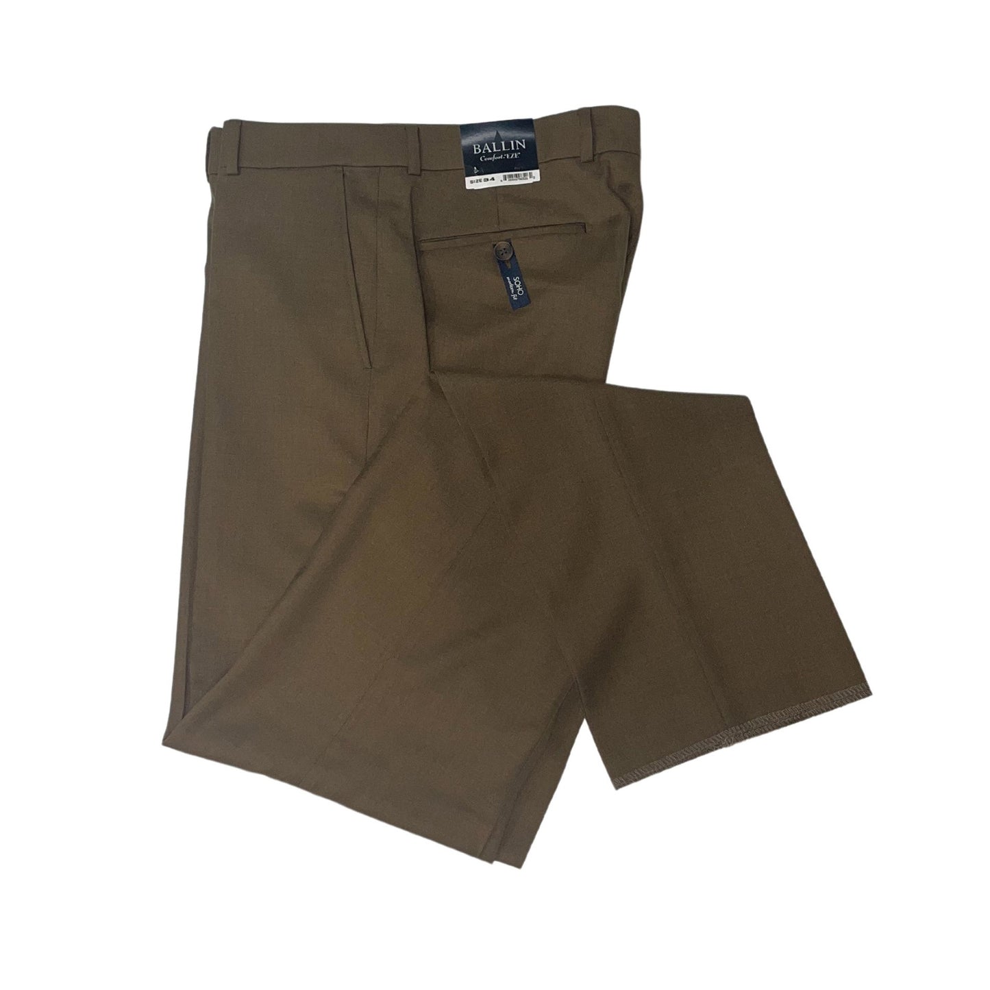 Ballin Modern Fit Super 120's Wool 4 Harness Serge Flat Front Pant in Tobacco