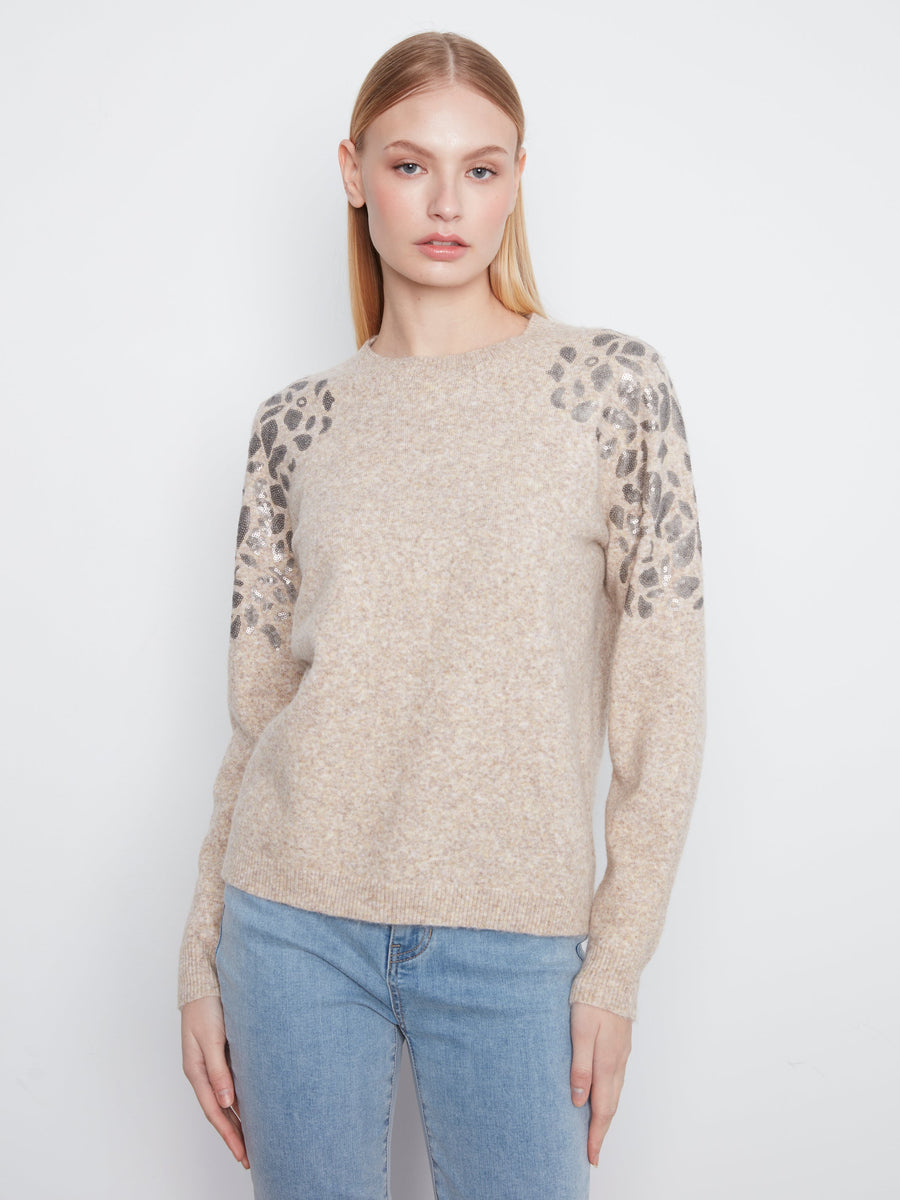 Womens Charlie B Plushy Sweater in Latte