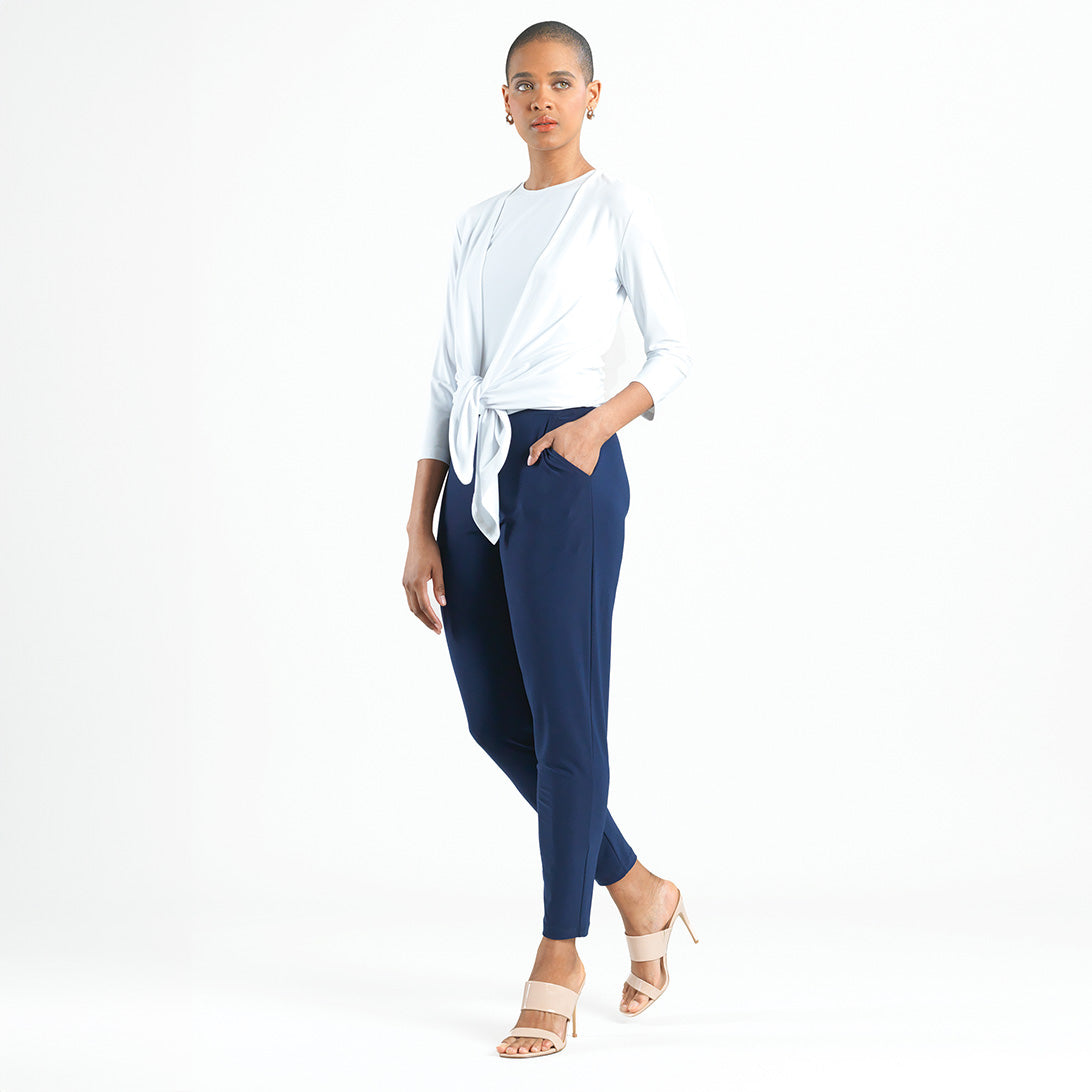 Womens Clara Sun Woo Modern Tie Front Cardigan in White