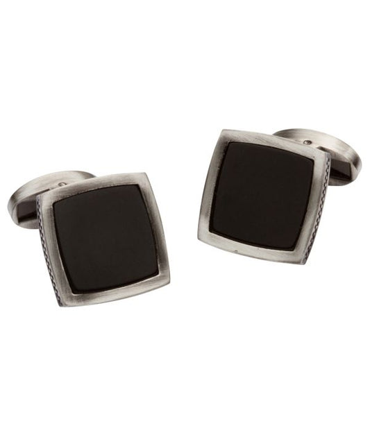 Pacific Silk Cufflinks in Brushed Silver Onyx