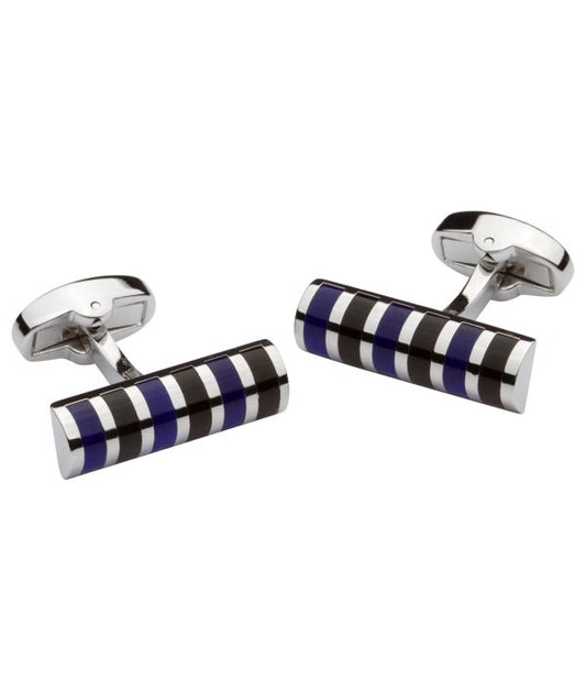 Pacific Silk Cufflinks in Rectangle Enlay Blue
