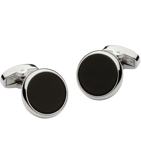 Pacific Silk Cufflinks in Round Black Onyx