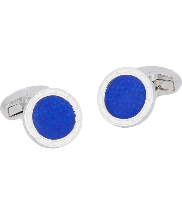 Pacific Silk Round Blue Cufflinks