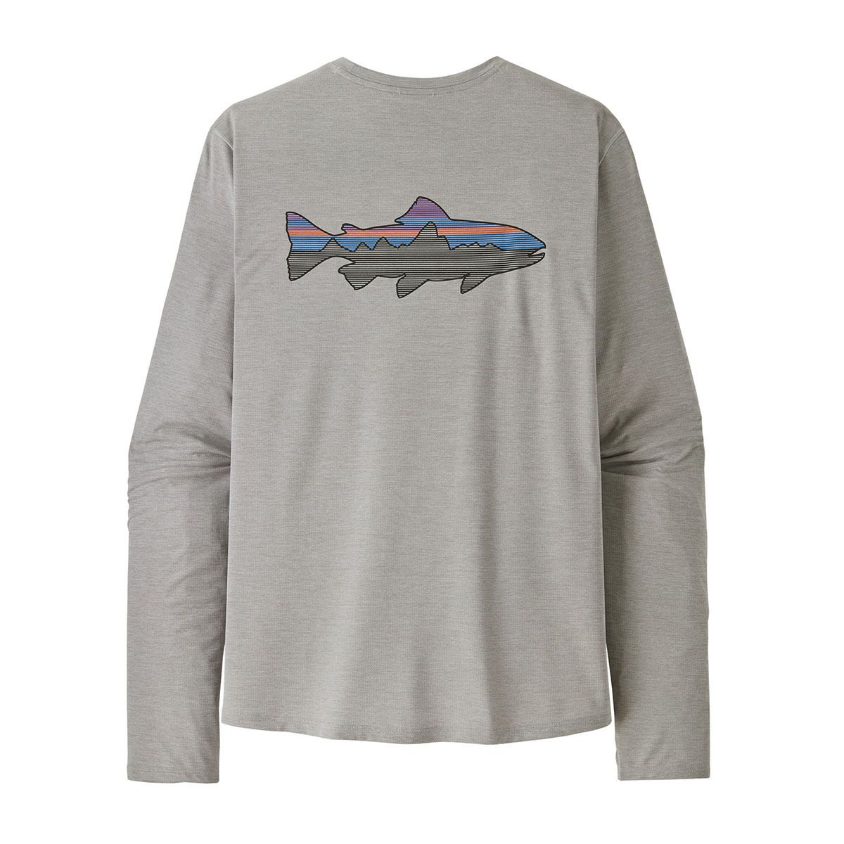 Patagonia Mens L/S Cap Cool Sun Shirt in Fitz Roy Trout:Crisp Grey