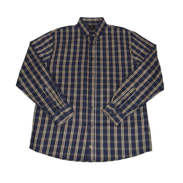 F/X Fusion Woven Sportshirt in Navy/Tan Textured Plaid