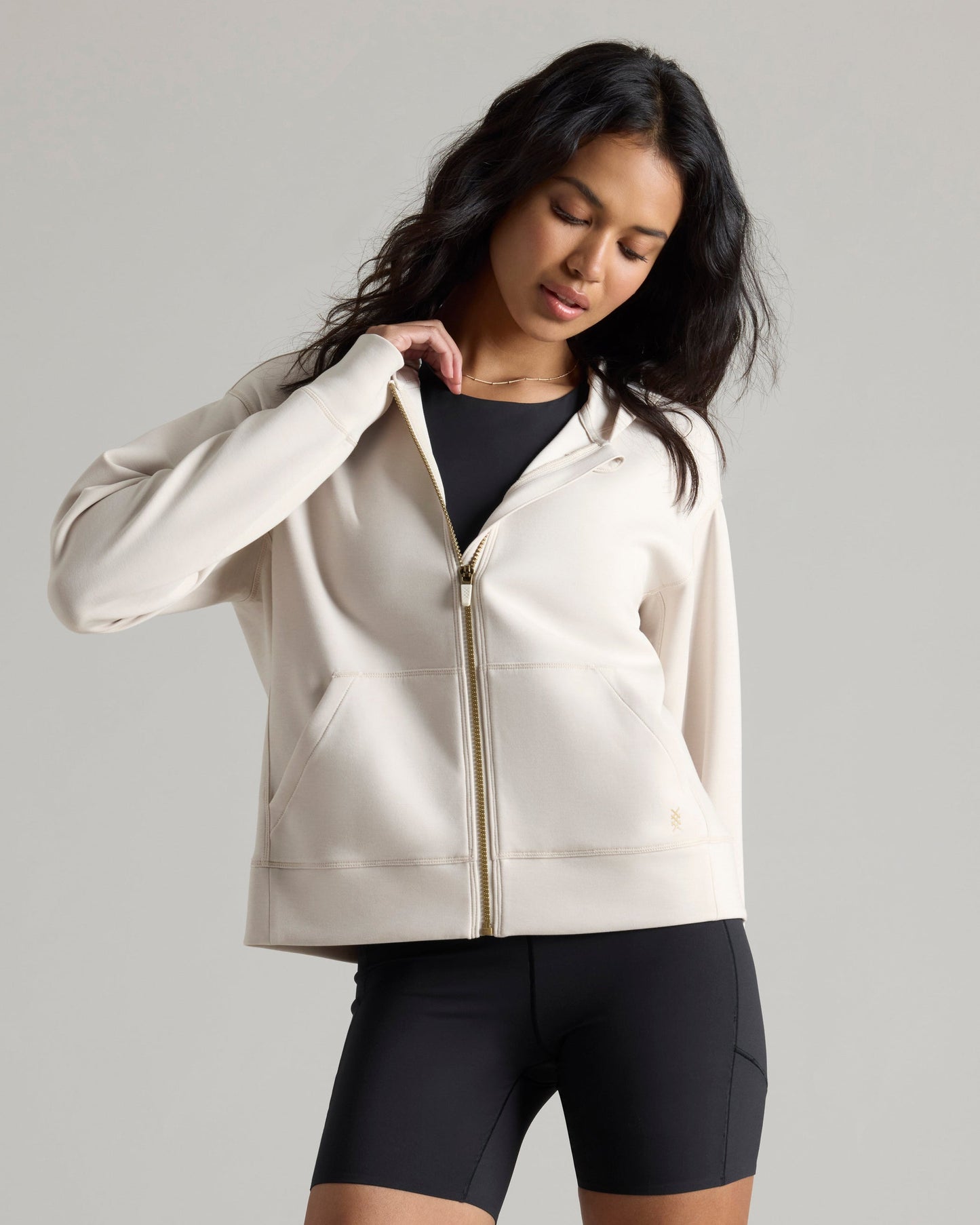 Womens Rhone Dreamglow Full Zip Hoodie in Sand