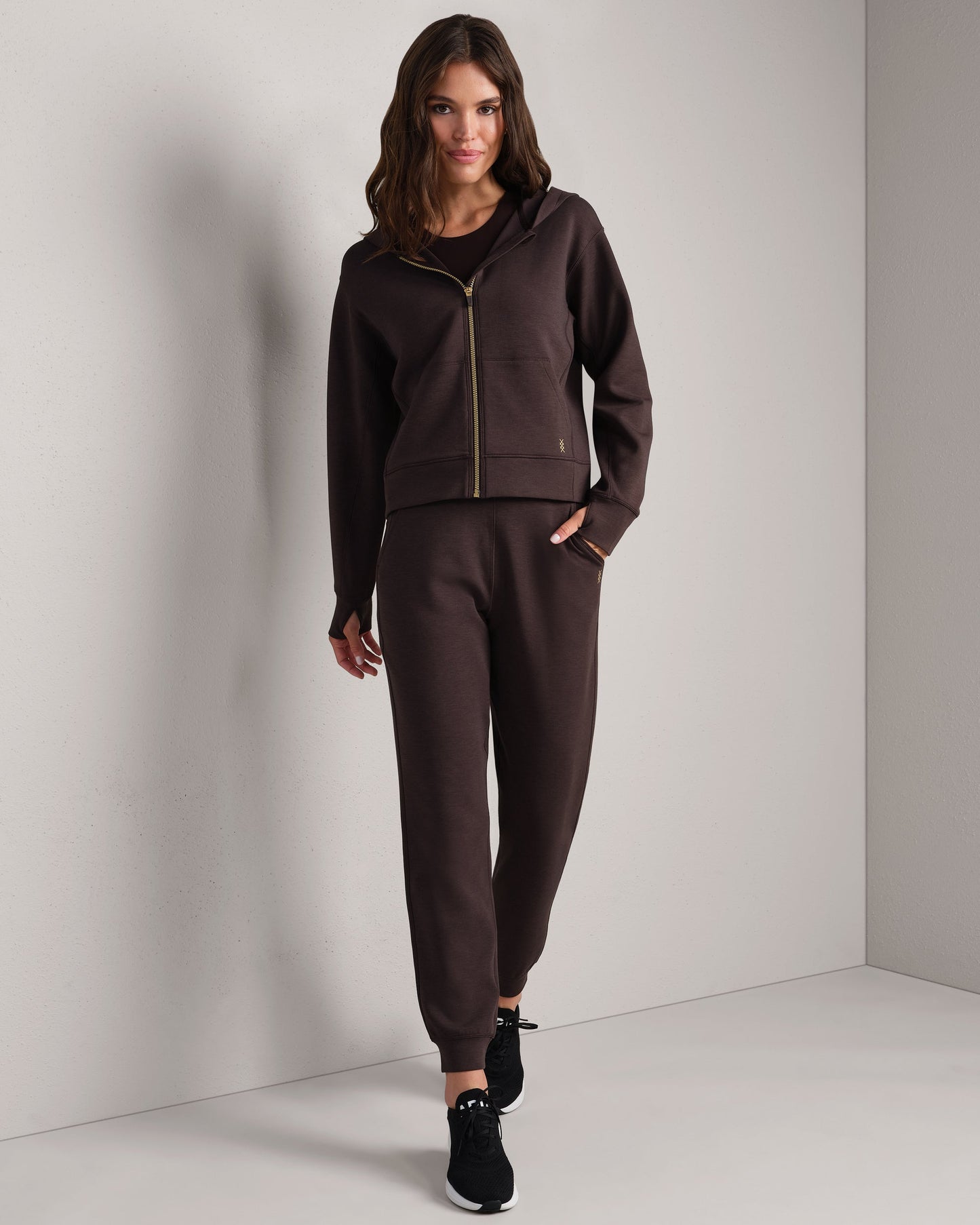 Womens Rhone Dreamglow Full Zip Hoodie in Dark Espresso