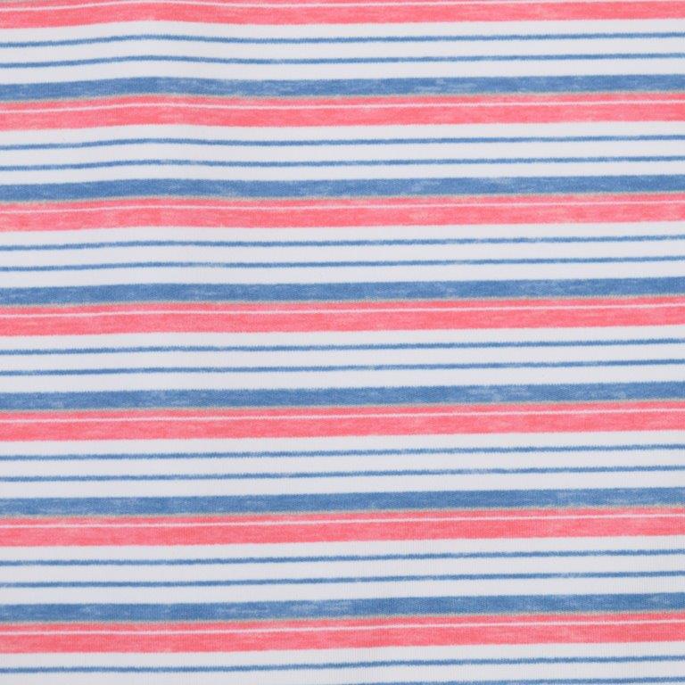 F/X Fusion Printed Performance Polo in Blue/Coral Stripe