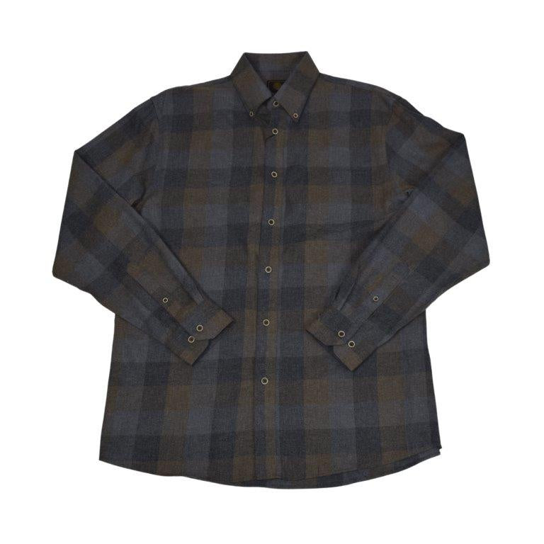 F/X Fusion Cotton Blend Brushed Flannel Sportshirt in Grey/Brown Large Check