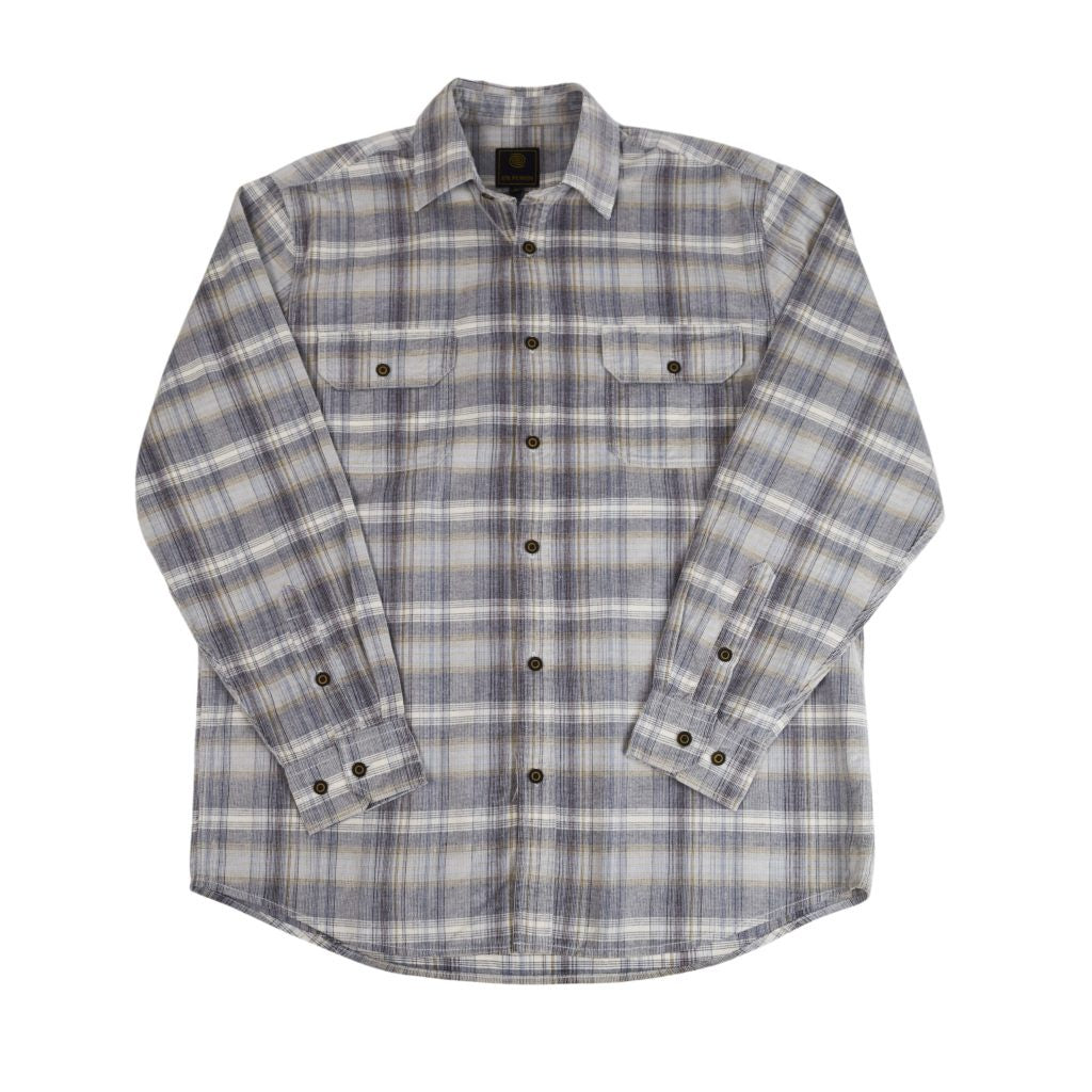 F/X Fusion Reverse Corduroy Sportshirt in Ecru/Blue Check