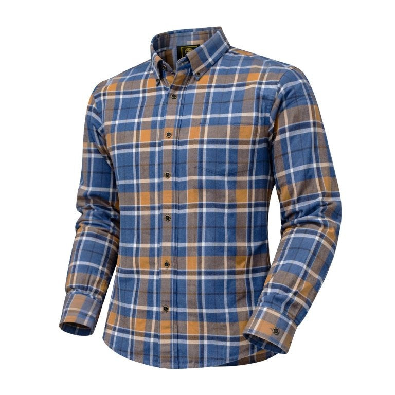 F/X Fusion CVC Flannel Sportshirt in Blue/Tan