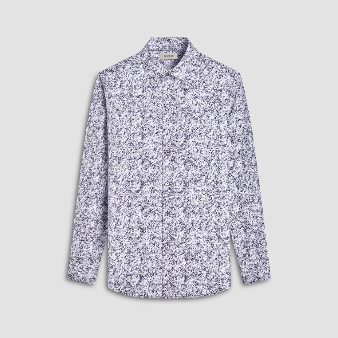 Bugatchi James Leaf Print OoohCotton Sport Shirt in Black