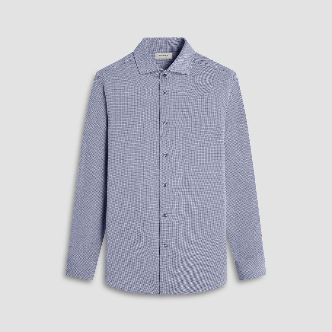 Bugatchi Devon Houndstooth OoohCotton Sport Shirt in Navy