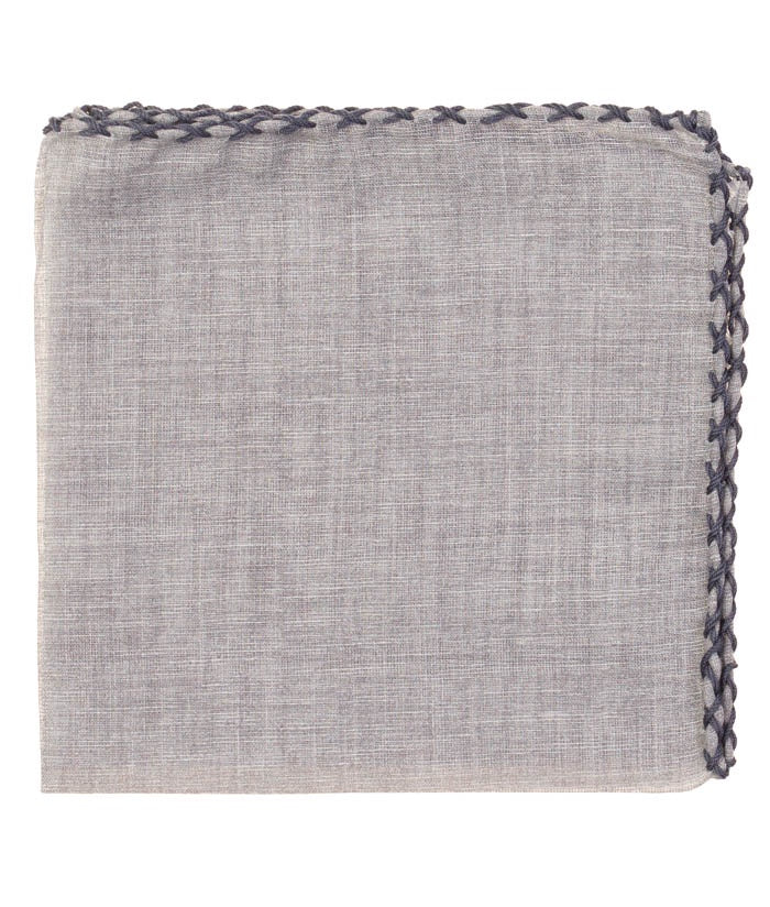 Geoff Nicholson Cotton/Linen Pocket Square in Grey