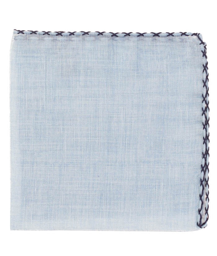 Geoff Nicholson Cotton/Linen Pocket Square in Light Blue