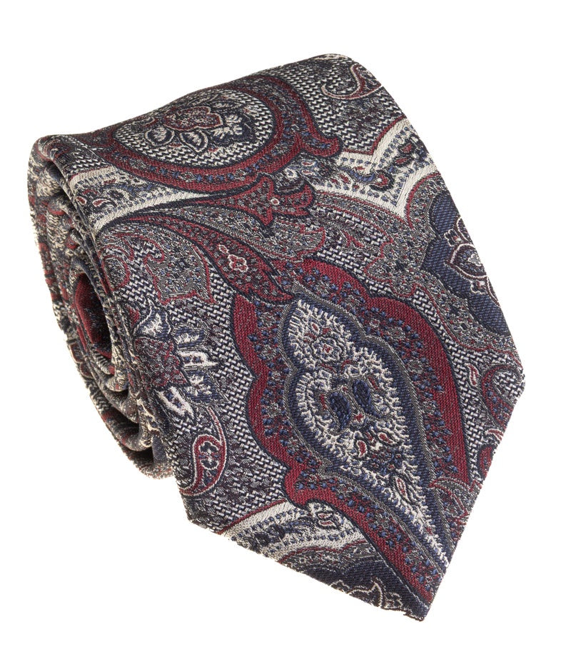 Geoff Nicholson Silk Necktie in Wine Paisley