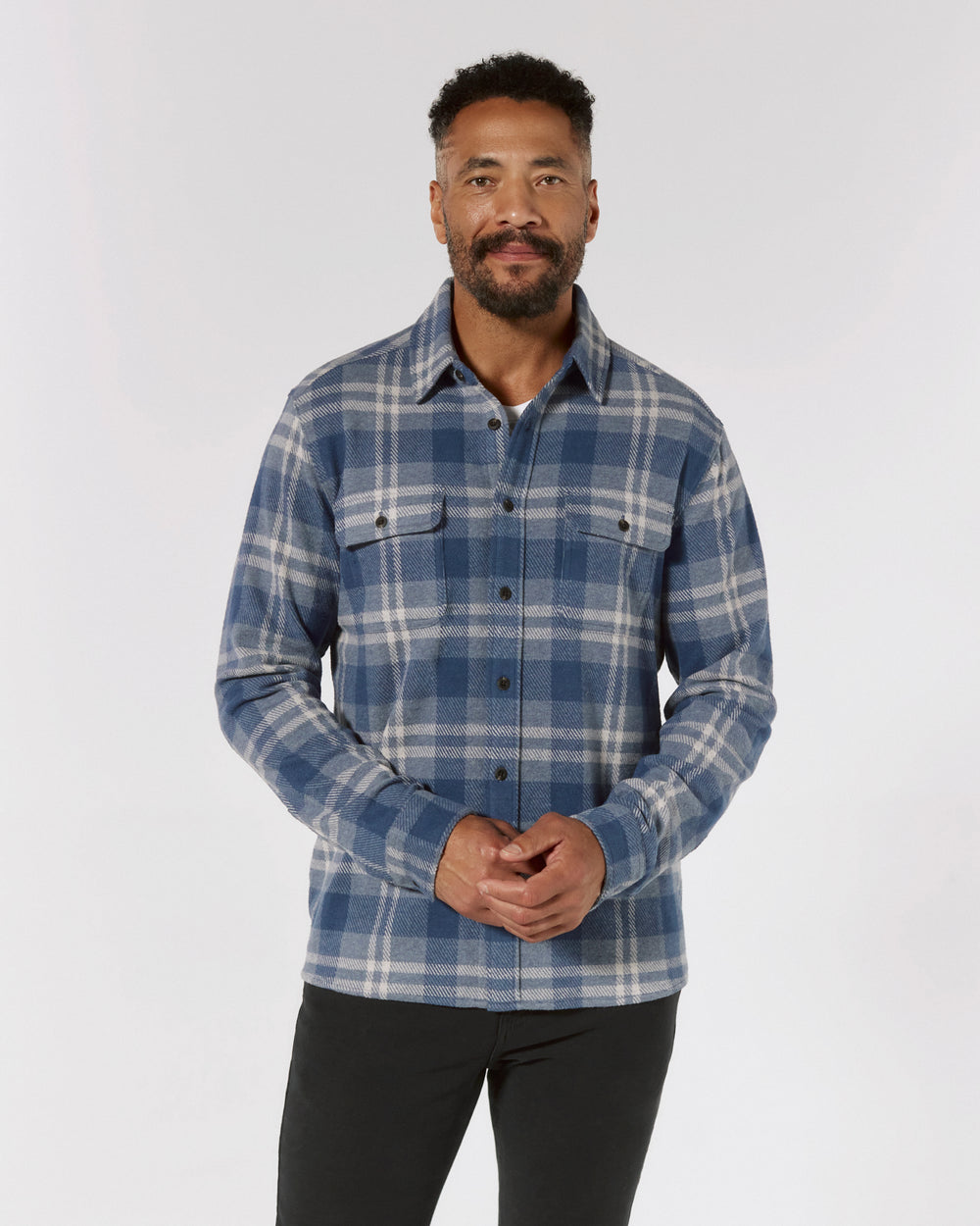 7 Diamonds Mens Generation Plaid Soft Knit Shirt in Blue