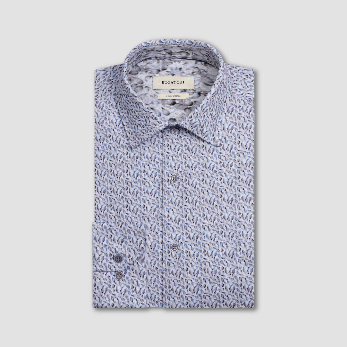Bugatchi Jimmy Double Sided Leaf OoohCotton Sport Shirt in Platinum