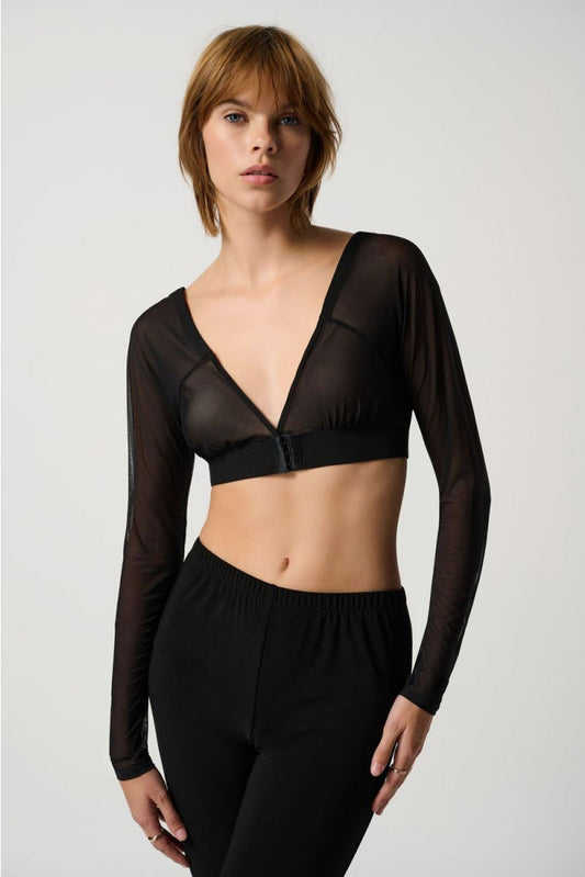 Womens Joseph Ribkoff Mesh Long Sleeve Cover Up in Black