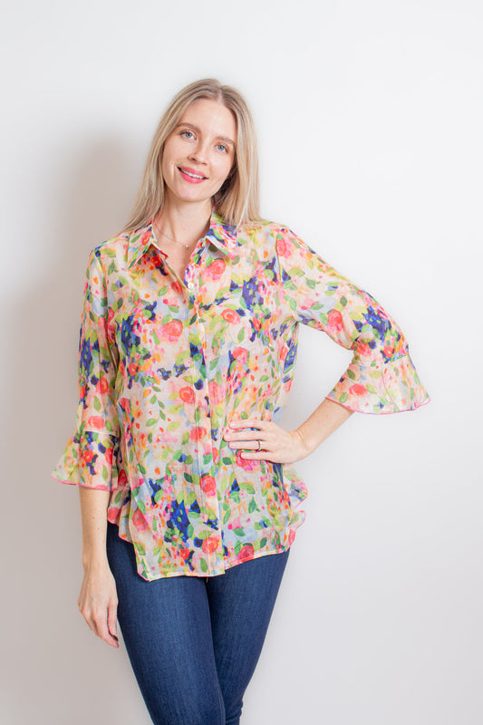 Womens Lior Happy Floral Blouse in Dusty Floral
