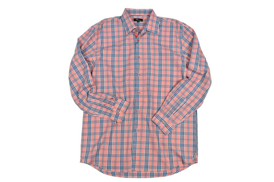 Jon Randall Watson Plaid Sportshirt in Coral