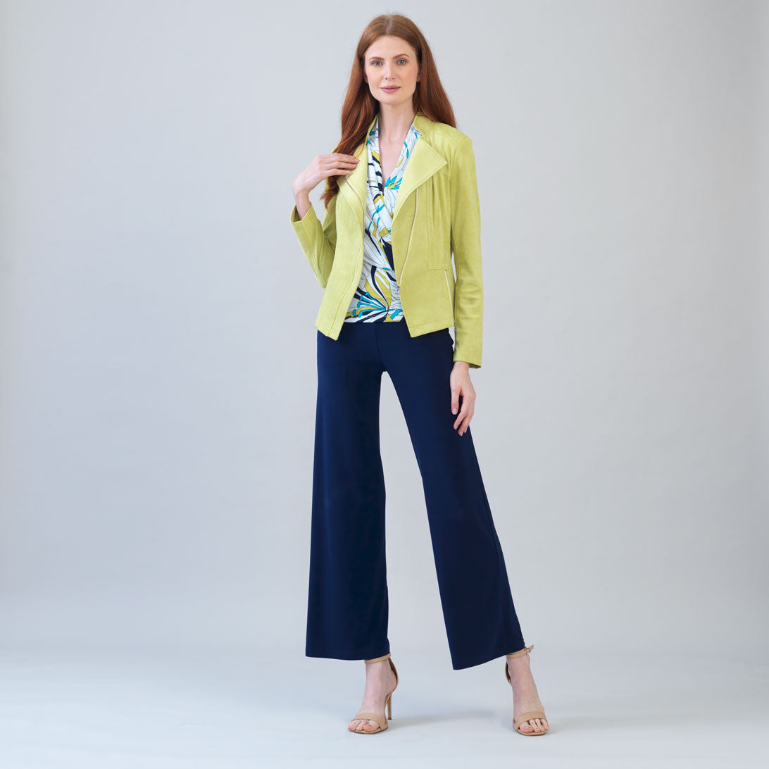 Womens Clara Sun Woo Soft Suede Signature Jacket in Lime