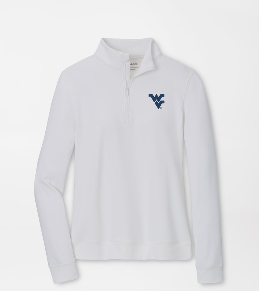 Womens WVU Peter Millar Essential Perth Quarter Zip in White