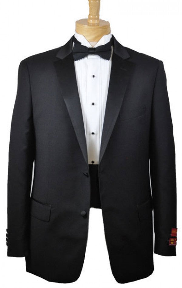 Mantoni 2 Button Wool Blend Slim Fit 2 Button Tuxedo in Black
