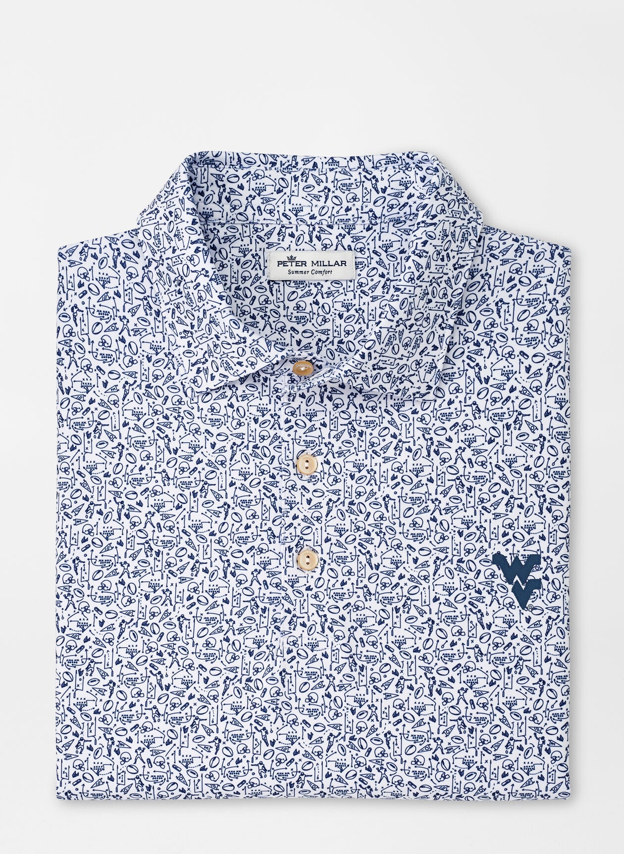 WVU Peter Millar Game Day Performance Polo in White