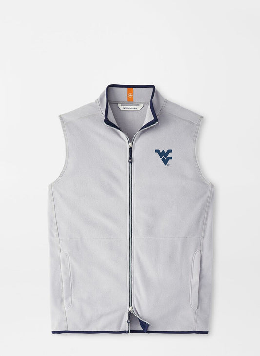 WVU Peter Millar Thermal Flow Fleece Vest in Gale Grey