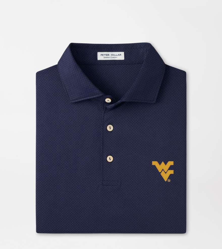 WVU Peter Millar Hugo Performance Polo in Navy