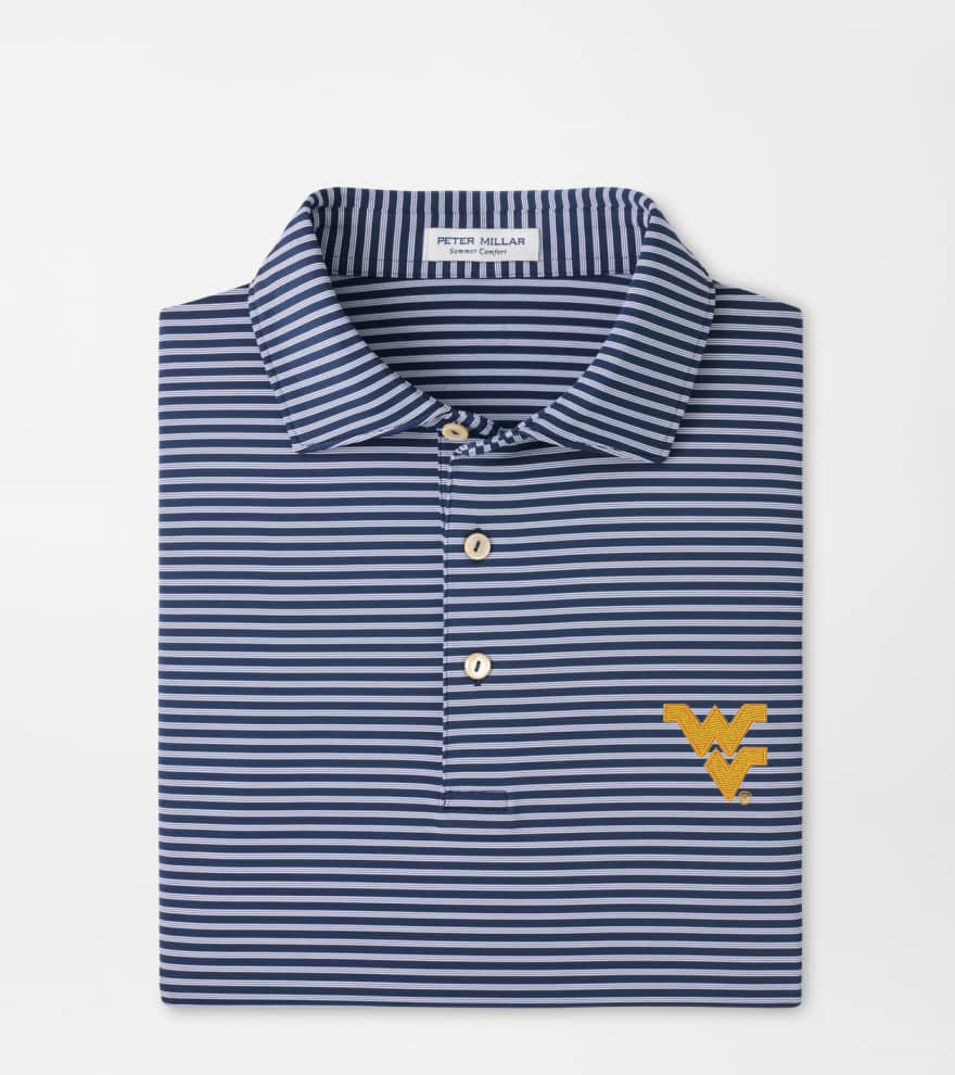 WVU Peter Millar Tiebreaker Performance Polo in Navy