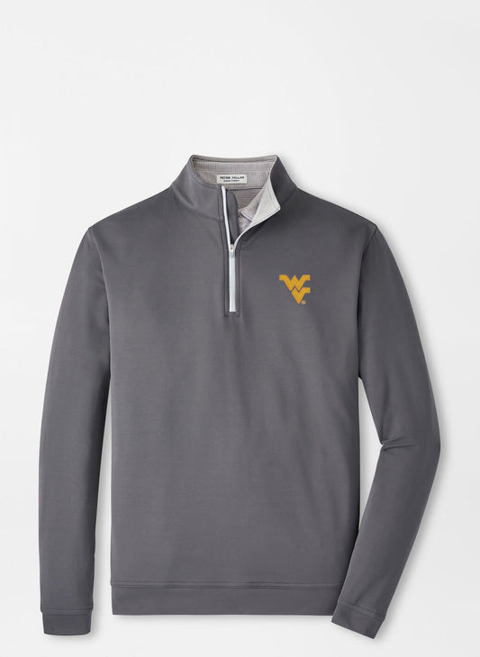 WVU Peter Millar Perth Performance Pullover in Iron