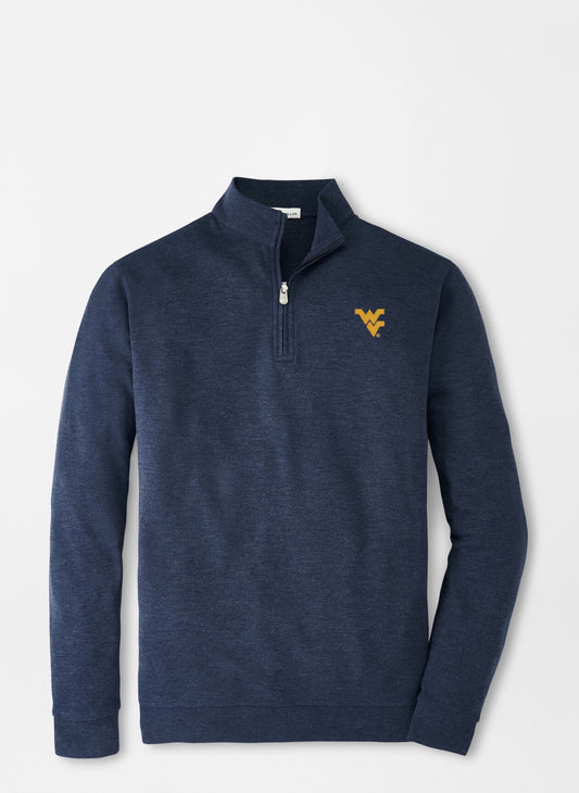 WVU Peter Millar Crown Comfort Quarter Zip in Navy