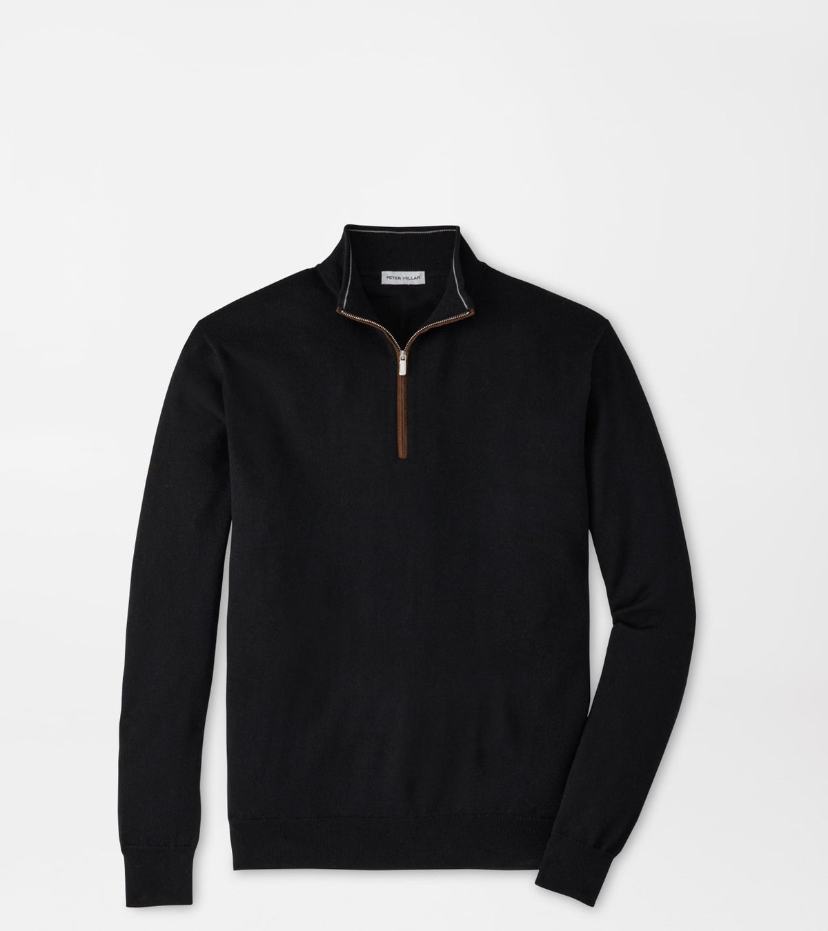 Peter Millar Autumn Crest Suede Trim Quarter-Zip in Black