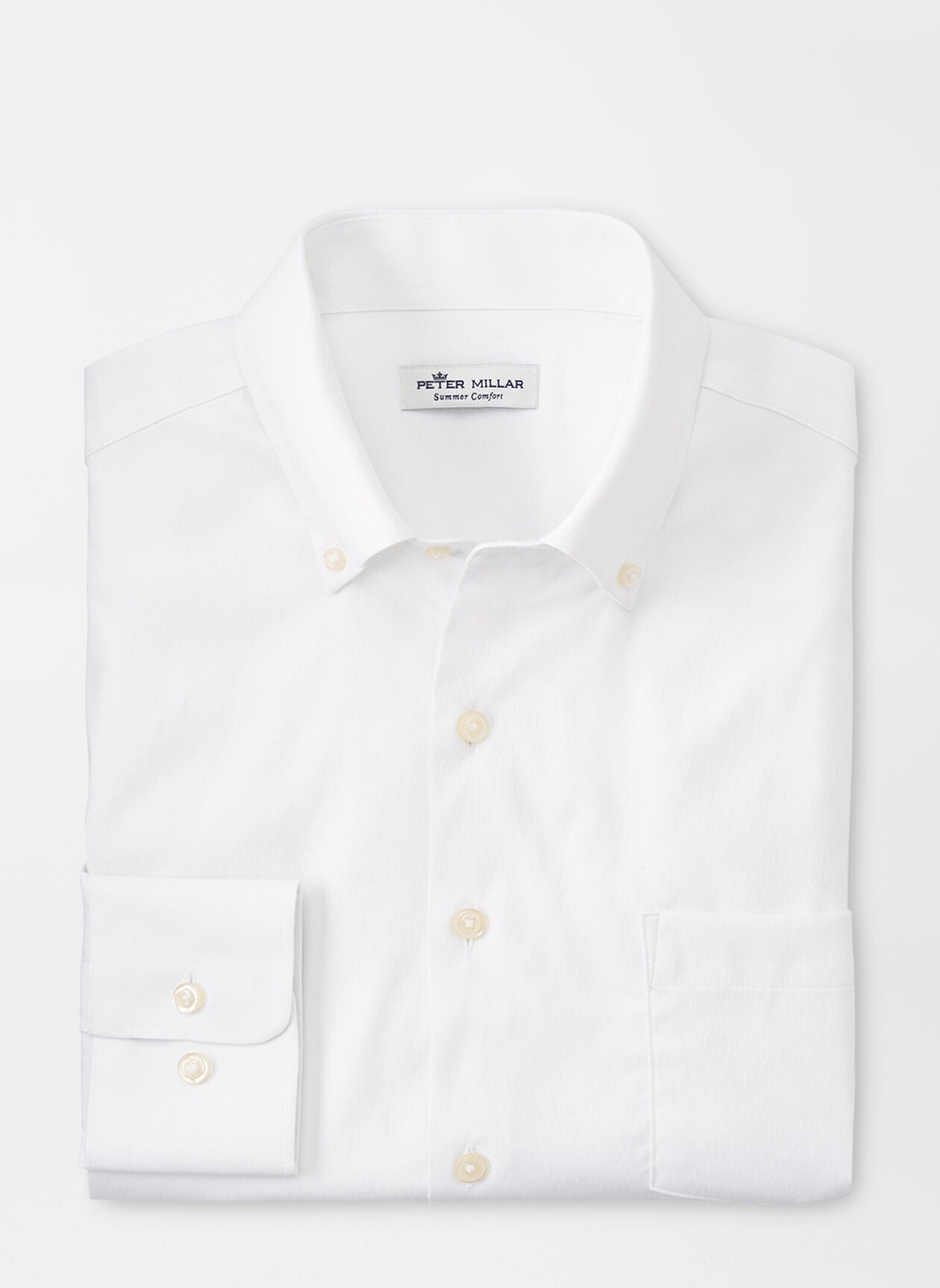 Peter Millar Collins Performance Oxford Sport Shirt in White