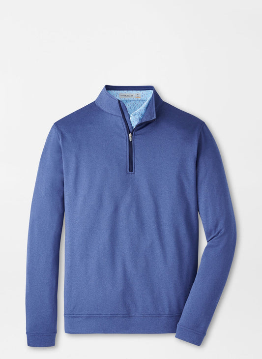 Peter Millar Perth Melange Performance Quarter-Zip in Sport Navy