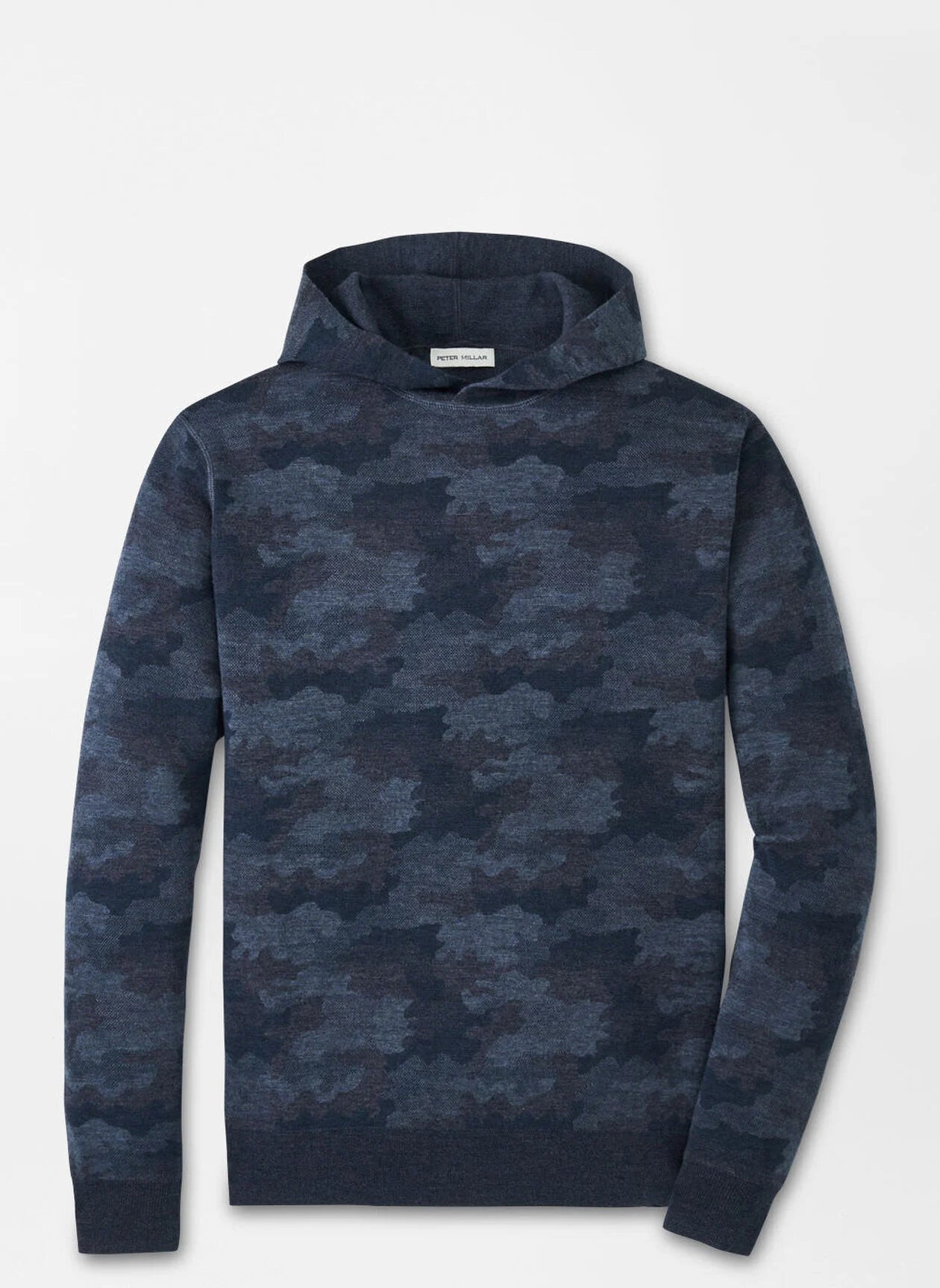 Peter Millar Reversible Camo Popover Hoodie in Blue Haze