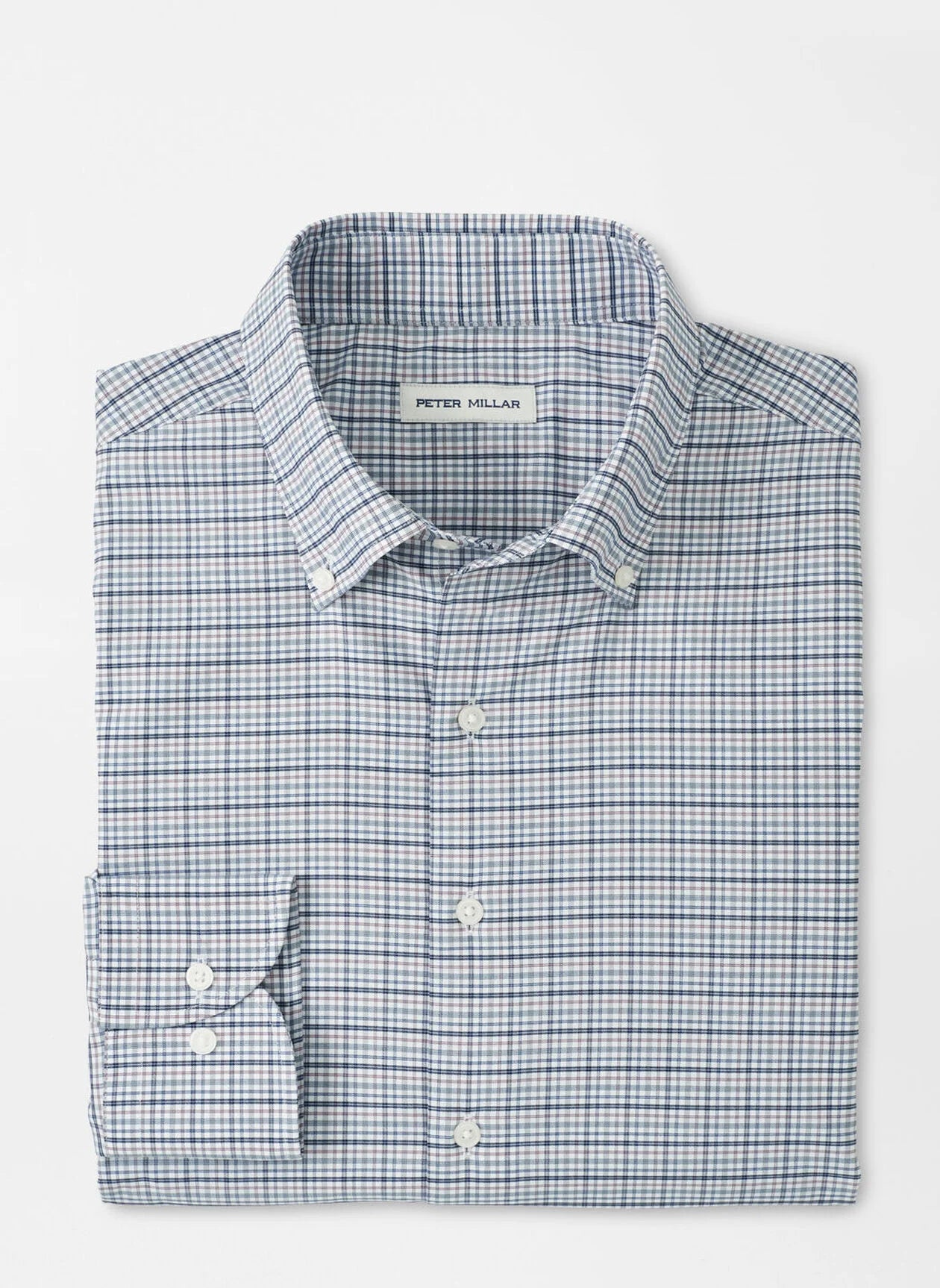 Peter Millar Leavenworth Performance Twill Sport Shirt in Blue Haze