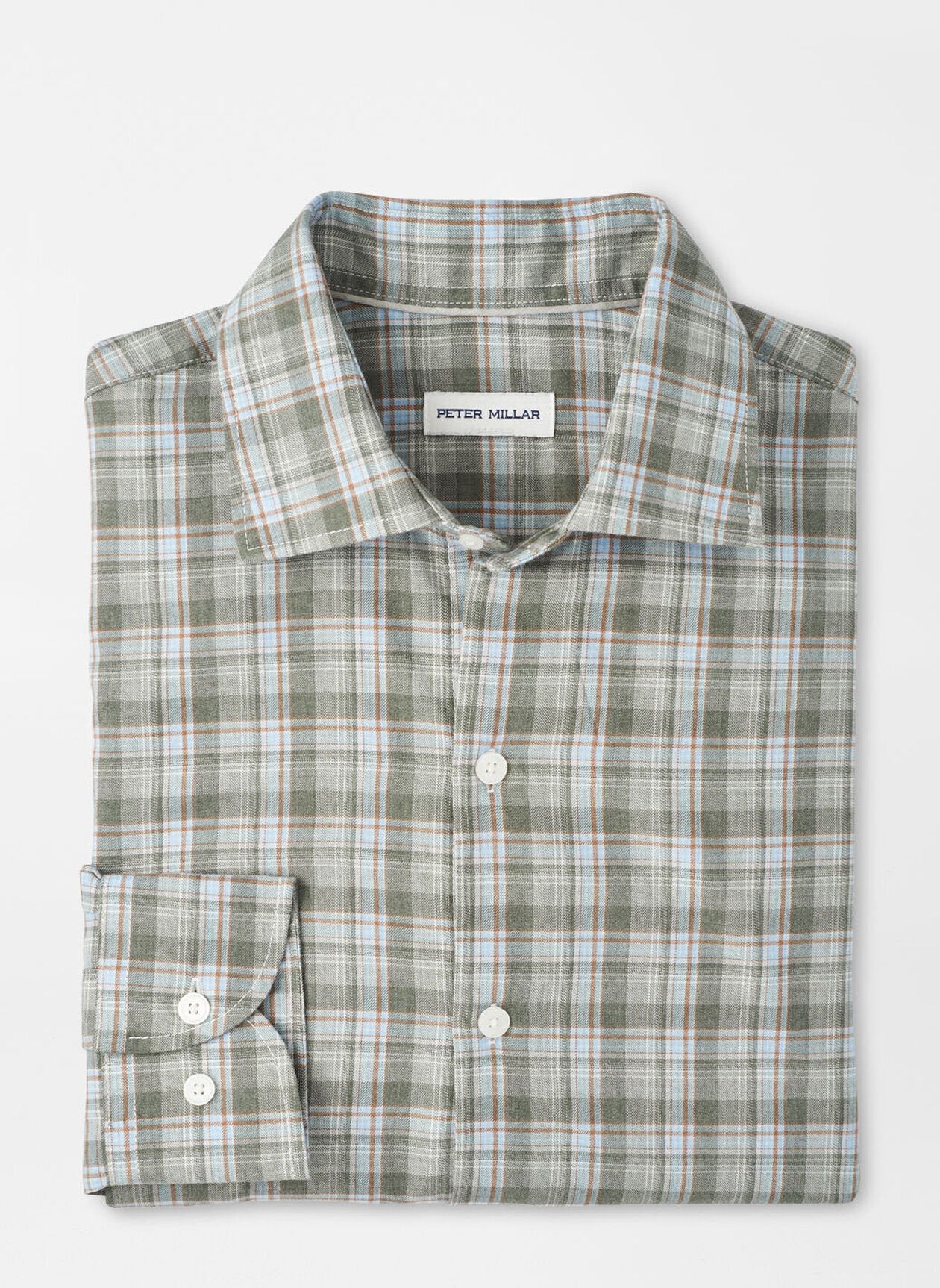 Peter Millar Whitecap Performance Flannel Sport Shirt in Basil