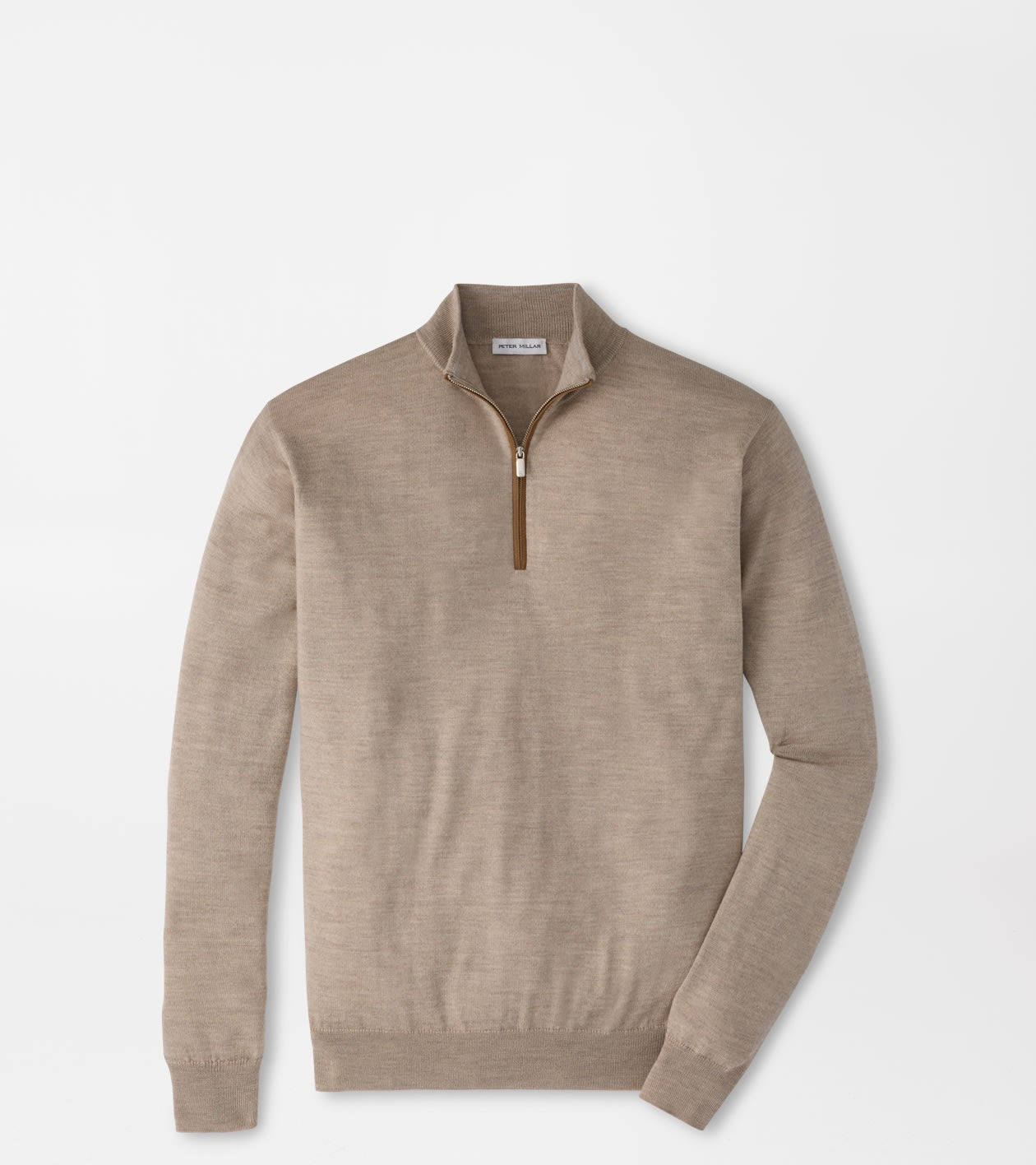 Peter Millar Autumn Crest Suede Trim Quarter-Zip in Stone