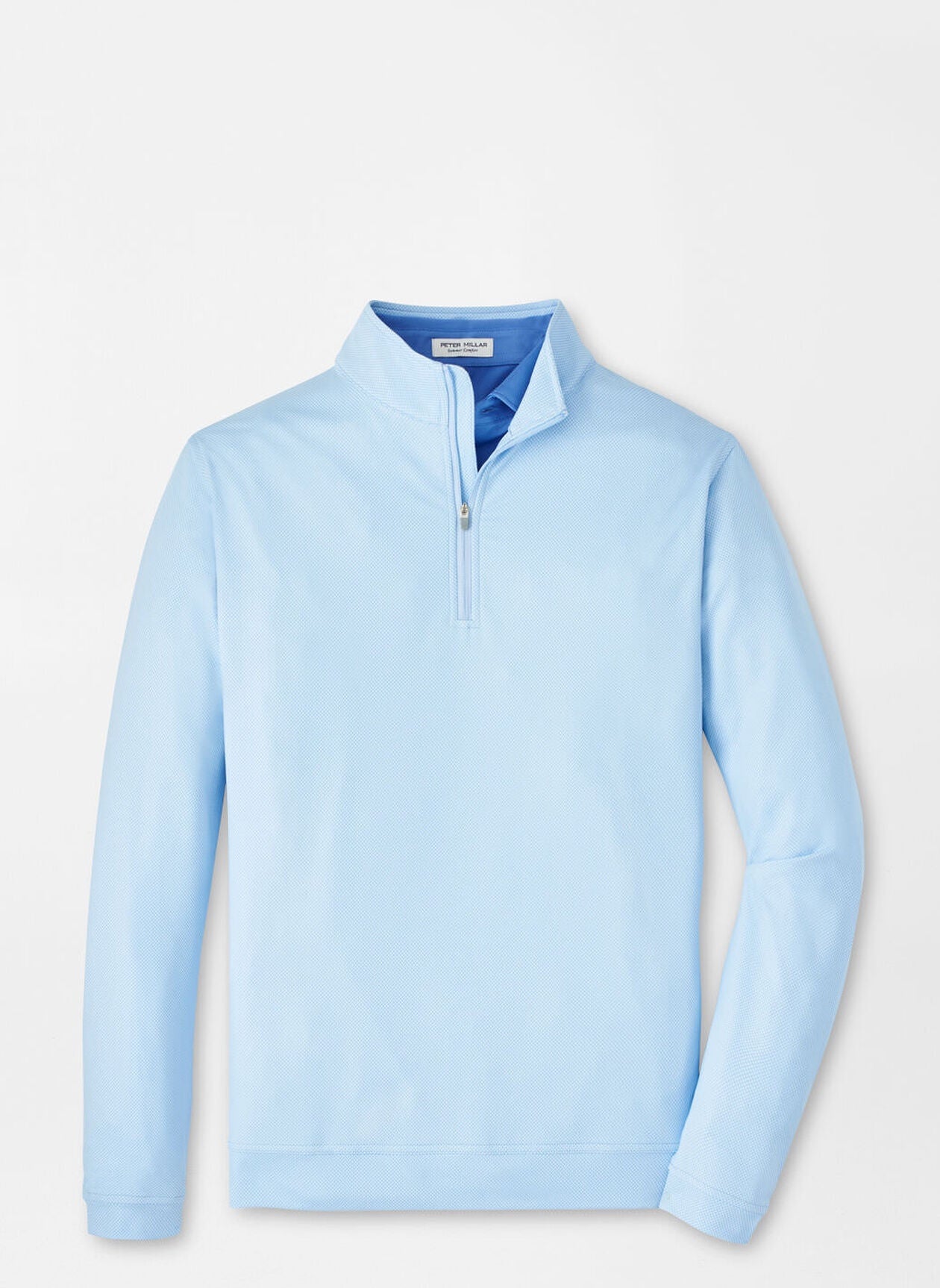 Peter Millar Perth Birdseye Performance Quarter-Zip in Pale Blue