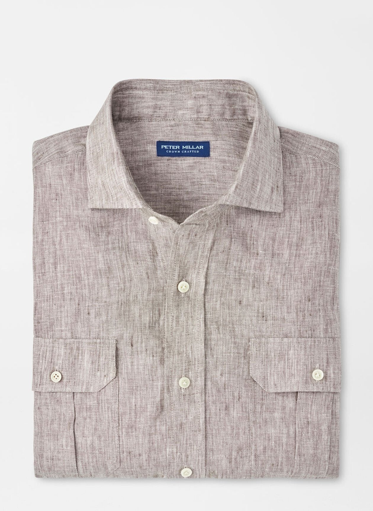 Peter Millar Positano Linen Sport Shirt in Cheshire Brown