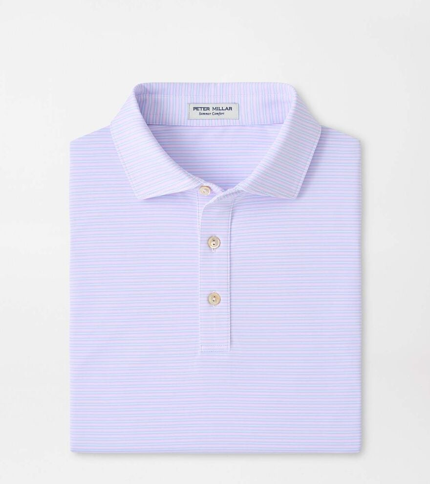 Peter Millar Harrington Performance Jersey Polo in White/Stream Blue