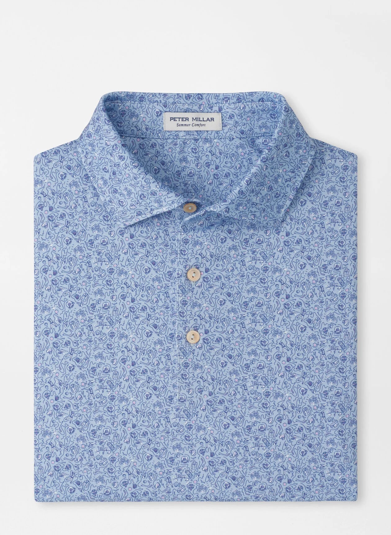 Peter Millar Parker Performance Jersey Polo in Stream Blue